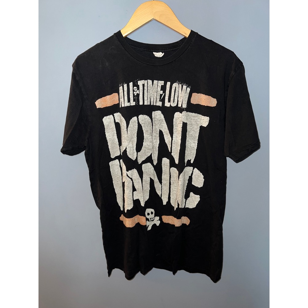 All Time Low Dont Panic Band Graphic T-Shirt Black Short Sleeve Crew Neck Cotton